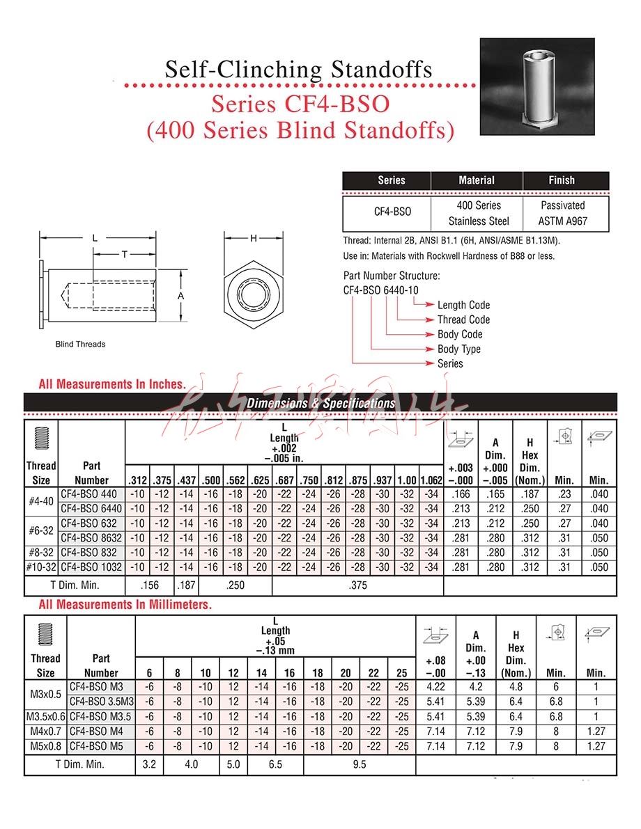 不銹鋼<a href=http://m.zoomvino.cn/pem/bso/ target=_blank class=infotextkey><a href=http://m.zoomvino.cn/pem/bso/ target=_blank class=infotextkey>壓鉚螺柱</a></a>BSO4 深圳